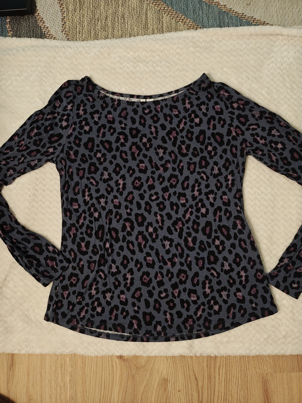 Cato Leopard Print Long Sleeve Women's Top in Purple and Black size medium